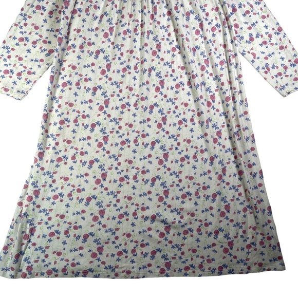 Calida Womens Nightgown Size M White Pink Blue Floral Long Sleeve Cotton 33646 - Picture 3 of 11
